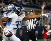 Former M.L. King Jr. Lion All-State performer Kevin Byard on an interception return for a touchdown against the Dallas Cowboys. (Photo courtesy of the Tennessee Titans)