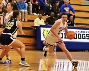 Chamblee's Malena Shipley (5) drives to the lane during the Lady Bulldogs' 74-49 loss to Decatur on Tuesday night. (Photo by Mark Brock)