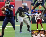 Five of the 14 former DeKalb players on NFL rosters include (l-r, clockwise) Jelani Woods (Indianapolis), Broderick Jones (Pittsburgh), Thomas Icoom (Denver), Christian Holmes (Washington) and Preston Smith (Green Bay).