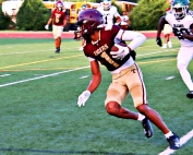 Tucker's Eli Ffrench (1), shown in preseason action against Arabia Mountain, had a touchdown reception in Tucker's loss to Valdosta in a season opening loss last week. (Photo by Mark Brock)