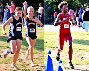 Dunwoody freshman Brooke Linard (left) and Sarah Jane Shipley (middle) finished 1-2 in the girls race at Druid Hills. Martin Luther King Jr.'s Braylin Grier (right) captured the boys' title on Tuesday at Druid Hills Middle School course. (Photos by Mark Brock)