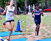 Tucker eighth grader Anna Hodder (left) won here third girls' junior varsity race in a season's best time of 15:05.00 while Redan's Shaun Thornton (right) set a season's best boys' JV time of 12:42.80 to lead Redan to a win on Tuesday. (Photos by Mark Brock)