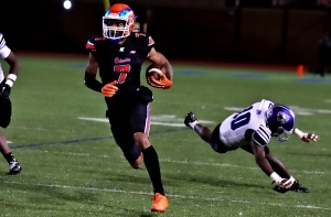 Columbia receiver Rashaad Silver caught eight passes for 138 yards and a touchdown as the Eagles clinched their first region title since 1981 in a 44-12 win over Redan. (Photo by Mark Brock)