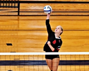 Druid Hills' Caroline Rogers (8) and her Red Devils teammates upended No. 2 seed New Hampstead 3-1 in a Class 4A state playoff road victory on Tuesday. (Photo by Mark Brock)