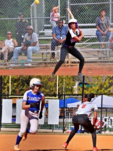 Miller Grove's Julia Kidd (top) and Chamblee's Anabelle Ritchey (bottom) lead their respective teams into the Sweet 16 of the girls' fastpitch softball state playoffs this week. (Photos by Mark Brock)