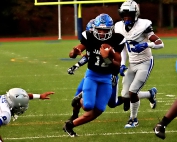 Stephenson's Marte Barton (12) keeps for the first of his three touchdown runs on the night in the Jaguars' 38-14 Region 5-3A win over the Mt. Zion Bulldogs. (Photo by Mark Brock)