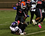 Columbia's Nishan Hillman scored three rushing touchdowns in the Eagles 46-12 Class 2A state playoff rout of the Butler Bulldogs. (Photo by Mark Brock)