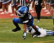 Stephenson's Anthony Booker put four touchdowns on the board for the second consecutive playoff game to fuel the Jaguars' 41-7 Class 3A second round victory at Hallford Stadium on Friday night. (Photo by Mark Brock)