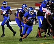 Stephenson's Jayden Johnson (7) cuts up field during a regular season game. Johnson and his Jaguar teammates host Jenkins on Friday in the second round of the Class 3A state playoffs. (Photo by Mark Brock)