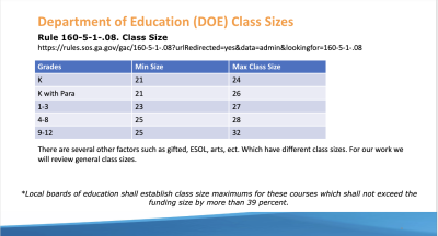 Department of Education Class Sizes